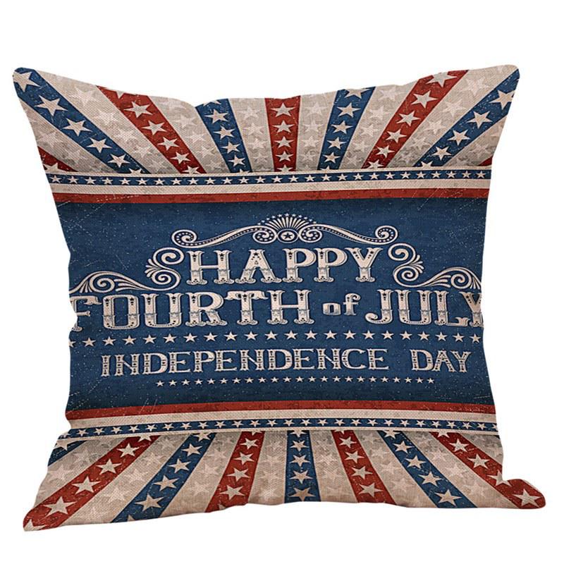 Independence Day Linen Pillowcase - Polyester Sofa and Car Cushion