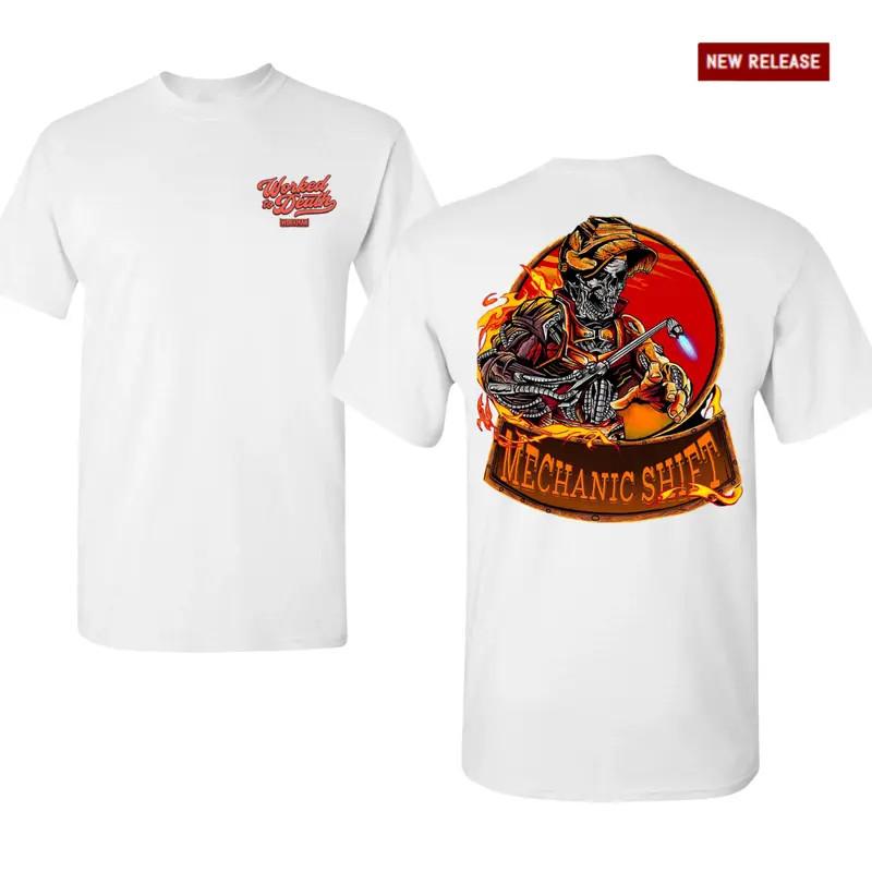 Mechanic Shift Skeleton T-Shirt, Funny Auto Mechanic Welding Torch Graphic Tee S разноцветный