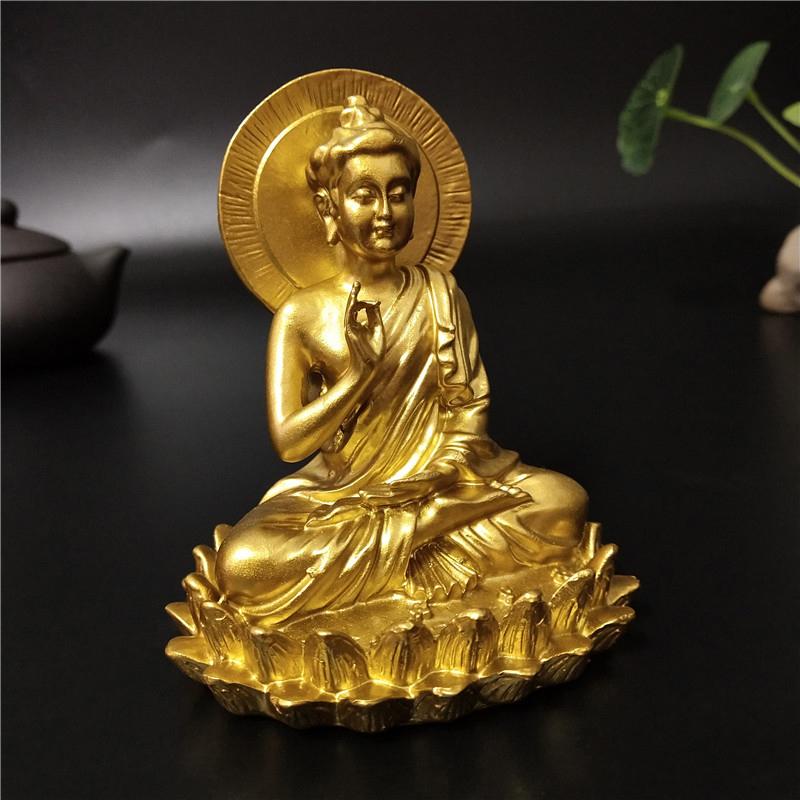 Golden Buddha Statue Hindu God Sculpture Figurines Ornaments Resin Craft Lucky Gifts Wealth For Home Decoration Buddha Statues