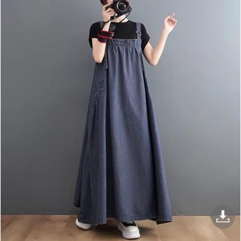 Denim Suspender Skirt For Women With High Waist And Flared Design For Spring Casual Wear