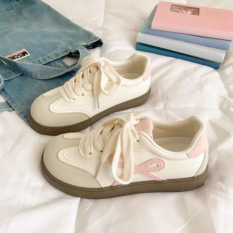 Cute bow board shoes summer new versatile niche chic shoes platform bread shoes