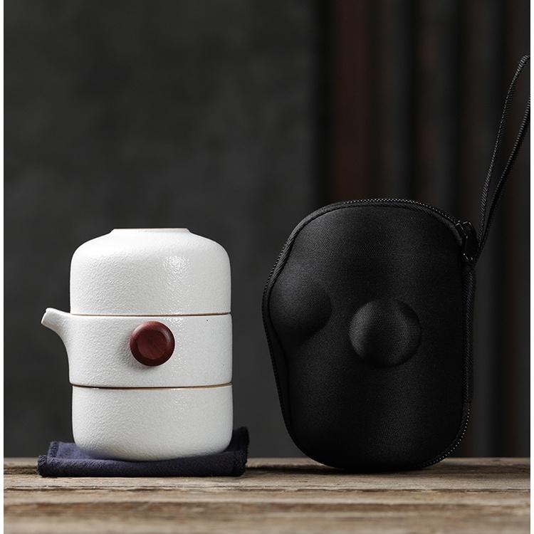 Ceramic Quick Tea Cup Kung Fu Tea Set One Pot Two Cups Simple Portable Storage Bag