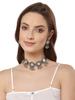 Kvinnor Senaste Stilfulla Fancy Oxiderat Silver Tribal Choker Halsband Med Örhängen Smyckesset