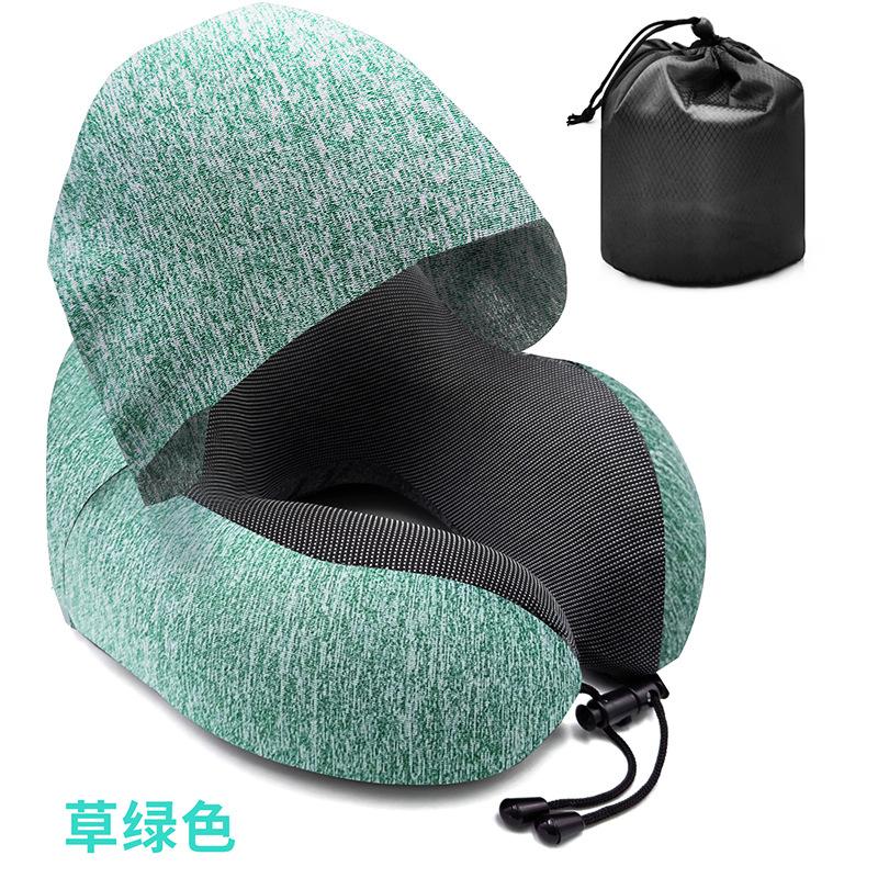 Multi-functional Hooded Memory Foam Travel Pillow - Portable U-Shaped Neck Support for Airplane & Office Nap