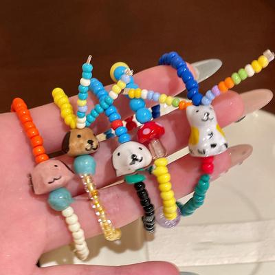 Ceramic Dopamine Puppy Beaded Bracelet Small Fresh and Sweet Versatile Bracelet Niche 0 New Jewelry