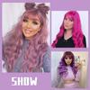 MERISIHAIR Purple Wig with Bangs Long Wavy Wig for Women, Synthetic Wig Heat Resistant 24 Inches