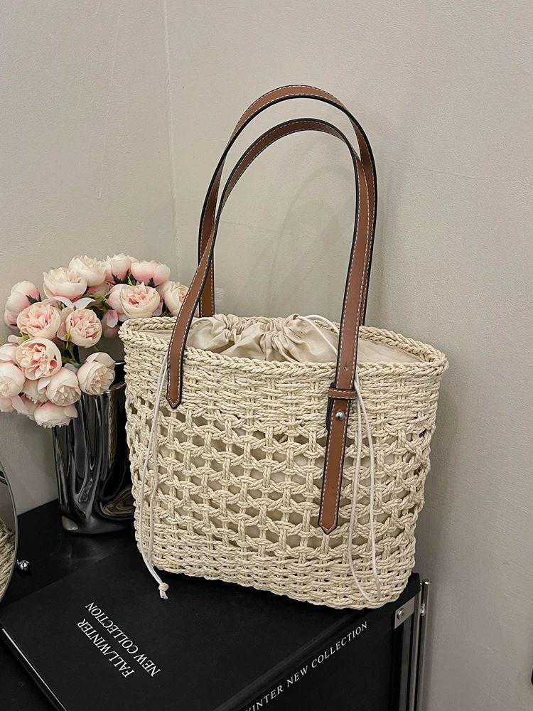 2025 Women's French Woven Straw Bag - Seaside Vacation Shoulder Beach Handbag