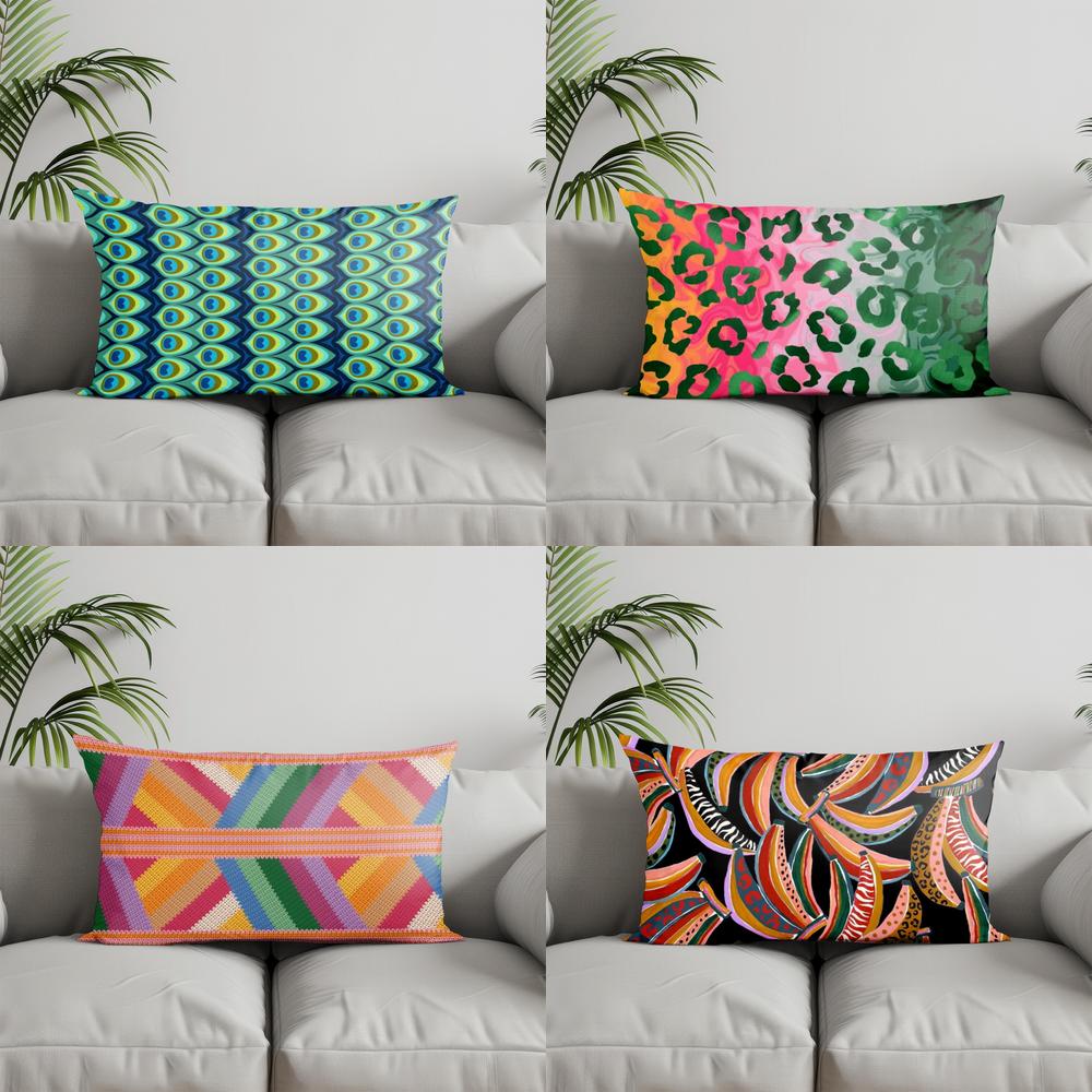 Home Decor Colorful Animal & Geometric Prints Suitable For Sofa Bedroom Car Pillow Cover Cushion Rectangular Back Cushion