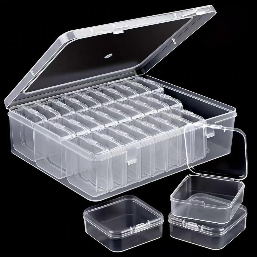 Transparent Plastic Jewelry Box with Buckle Closure Large Capacity 30 Compartments Storage Container for Small Accessories