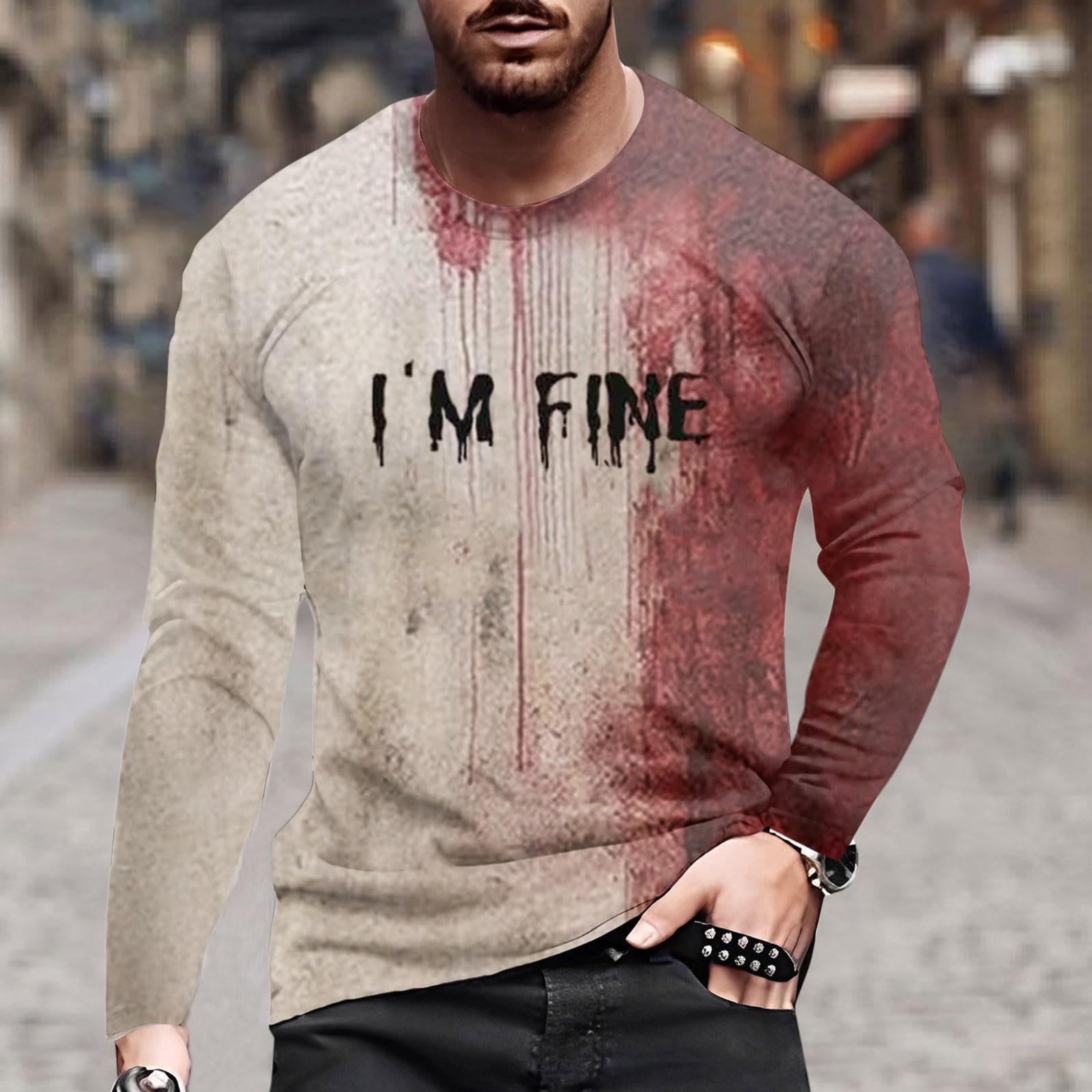 

Мужская мода с длинным рукавом и круглым вырезом с принтом на Хэллоуин XXXL бежевый