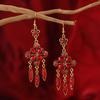 Crystal fringed earrings women's bohemian long temperament personality retro court earrings