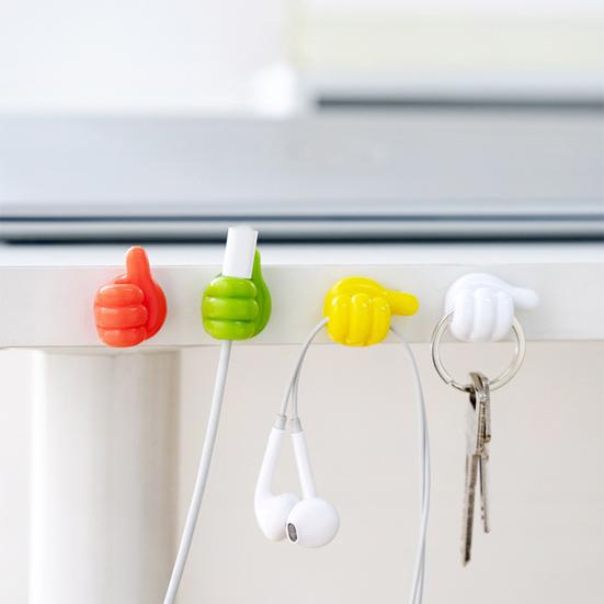20/30/50Pcs Self Adhesive Cable Clips Key Holders Simple Installation Wide Application Thumbs-Up Hooks Wall Organizer