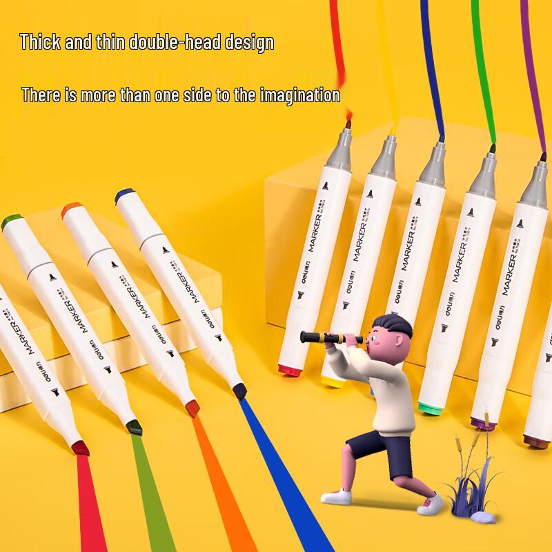 Deli Quick-Dry Dual-Tip Water-Based Marker Pens