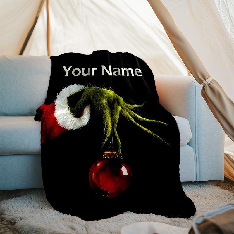 Customizable Crunch Christmas Throw Blanket – Personalized Name, All-Season Cozy Snug Blanket, Machine Washable, Personalized Blanket