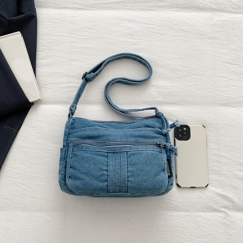 Denim Mobile Phone Bag Women's Shoulder Crossbody Bag Multi-Compartment Small Square Bag