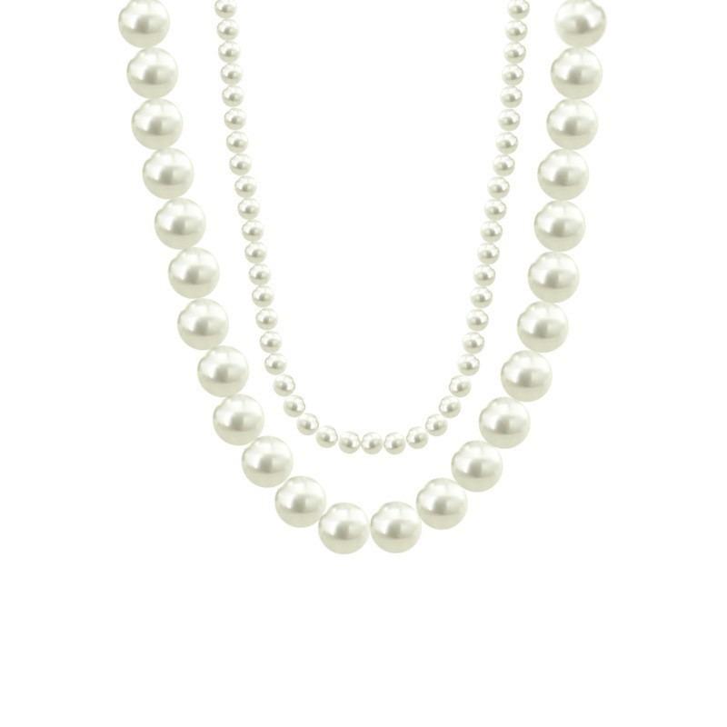Meier Vintage court style double-layer pearl necklace ~ high-end versatile hong kong style ins neck chain choker collar clavicle chain