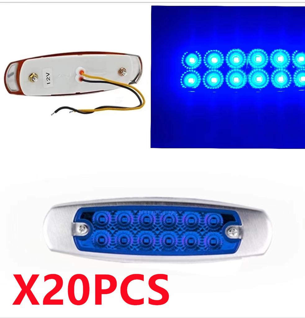 20PCS 12-24V Truck Side Marker Light 12LED Car Trailer Clearance Side Light for Lorry Bus Van Caravan LED Car Light Waterproof