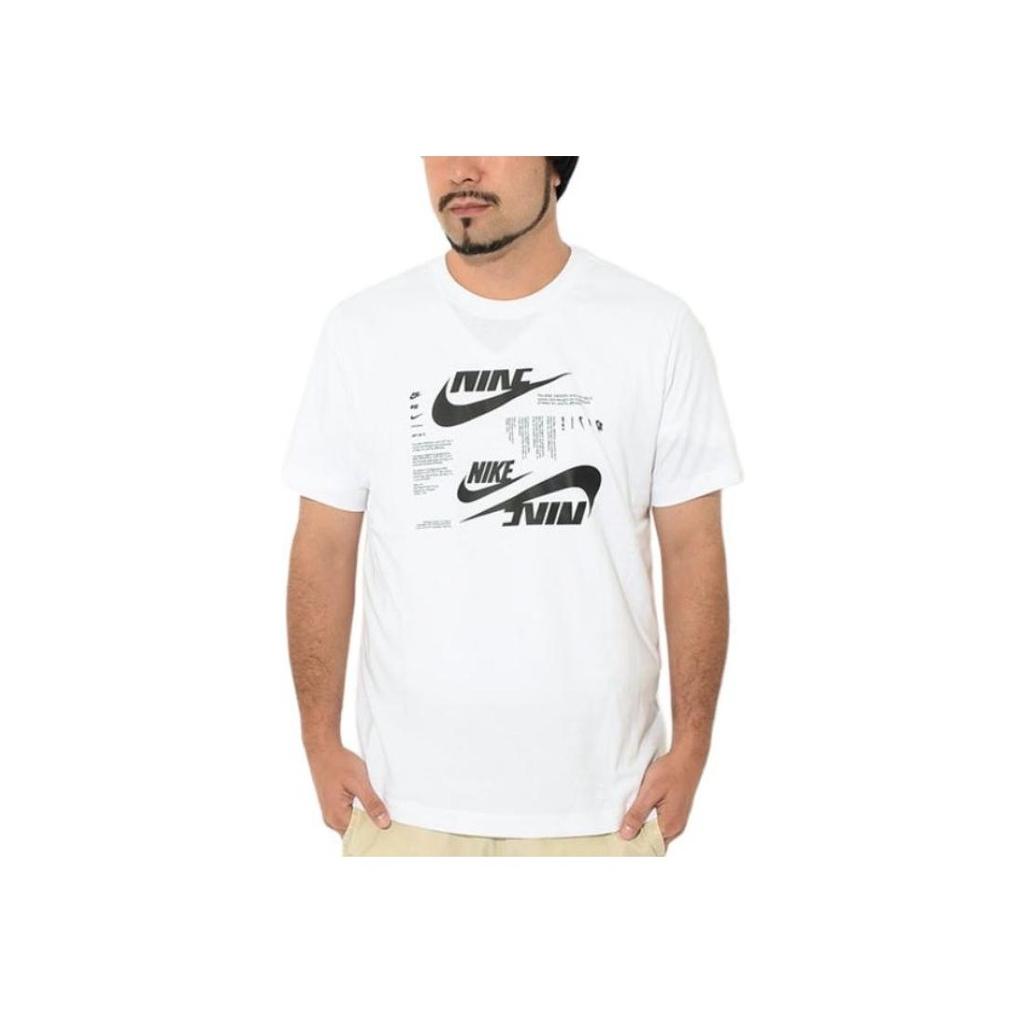 Nike Logo Print Crew Neck Short Sleeve T-Shirt Men Tops White DR7816-100