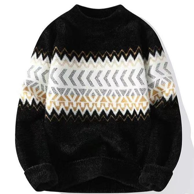 Hot Sale, Autumn and Winter New Printed Crew Neck Sweater Bottom Knitted Sweater Large Size Loose Sweater