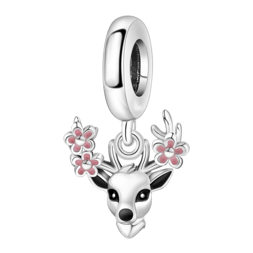 S925 Silber Tier-Thema Armband Perlen Anhänger Elefant Kaninchen Leopard Löwe Anhänger Perlen DIY Schmuckherstellung Zubehör