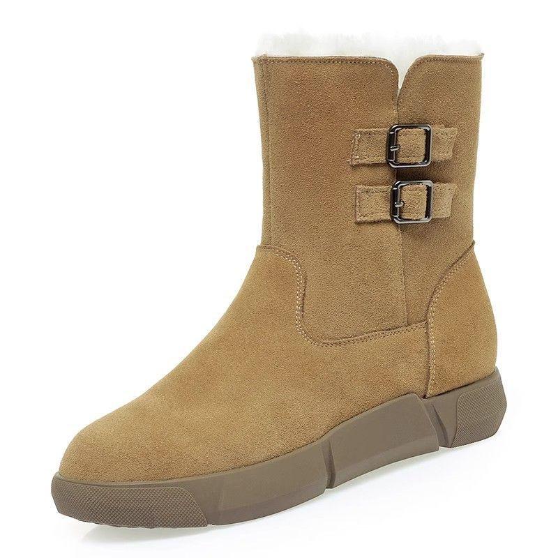 Snow boots winter new velvet thickened warm high-top short boots non-slip flat bottom cold-proof outer wear large size cotton shoes