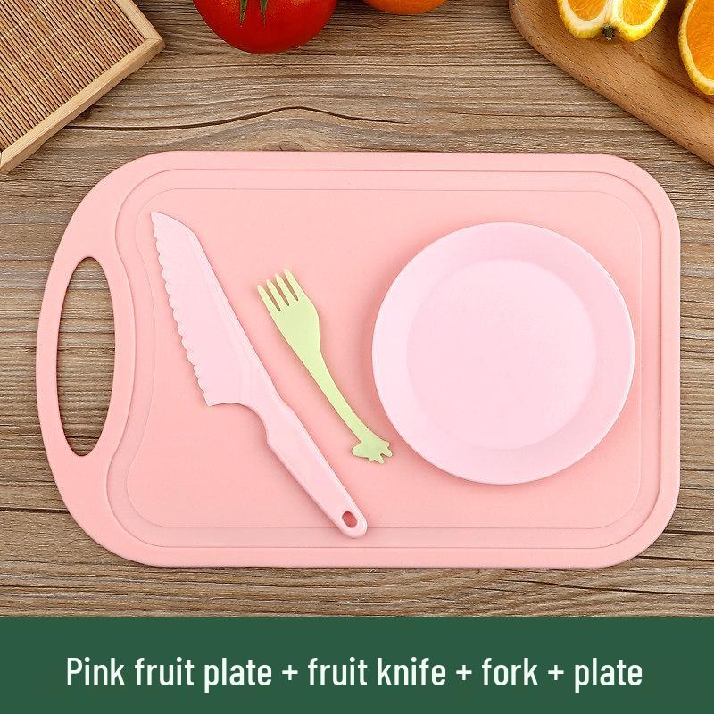 Safe Plastic Fruit Knife & Cutting Board Set for Kids