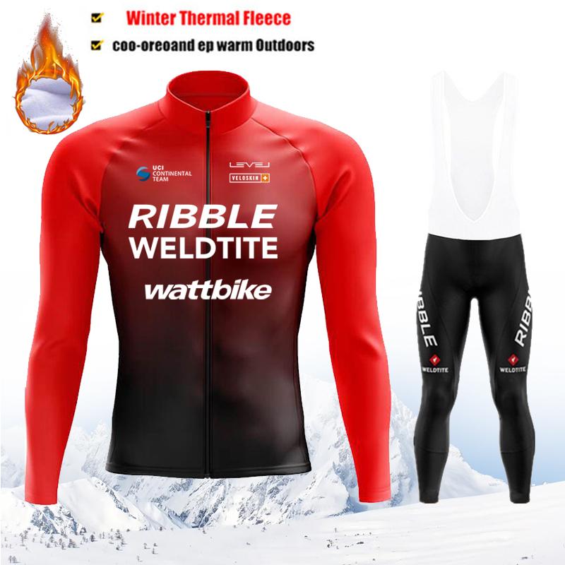Thermal Fleece Bike Jersey + Bib Pants, Long Sleeve Cycling Clothing Sets Man Black Cycling Clothing 2026 Winter Fleece Warm Cycling Suit Set