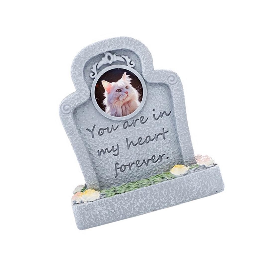 Engraved Sentence Pet Grave Stone Weatherproof Resin Memorial Grave Marker Cats Headstone for Pet Loss Garden Tribute