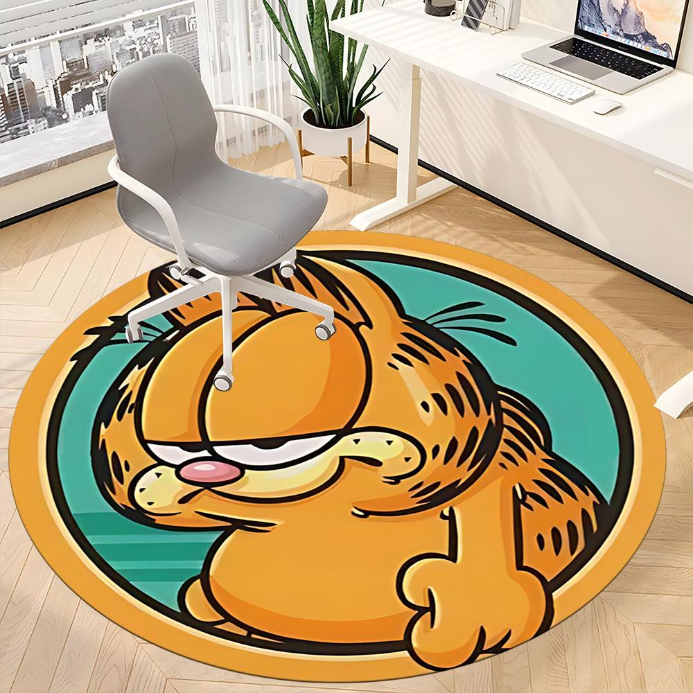 1pc Garfield Cat Office Round Area Rug, Under Office Chairs Bedroom Living Room Home Decor a1022386