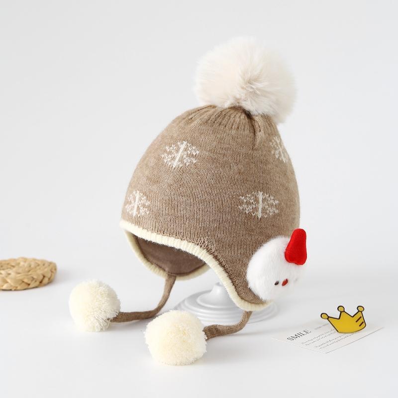 

Cute Snowman Baby Boys Girls Hats Pompom Snowflake Ear Flap Toddler Children Caps Windproof Knitted Warm Soft Kids Hats хакі