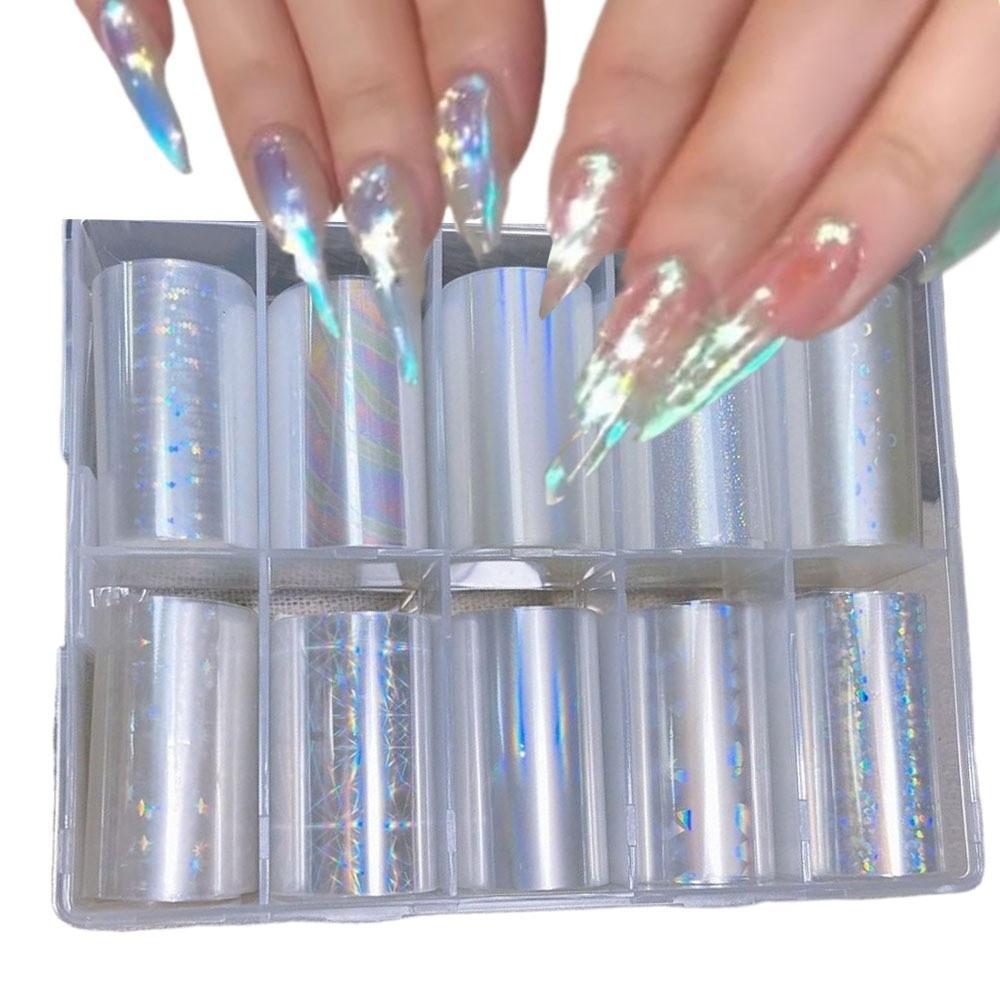 Iridescent Nail Transfer Stickers Laser Nail Art Stickers Manicure Decals  Nail Decoration