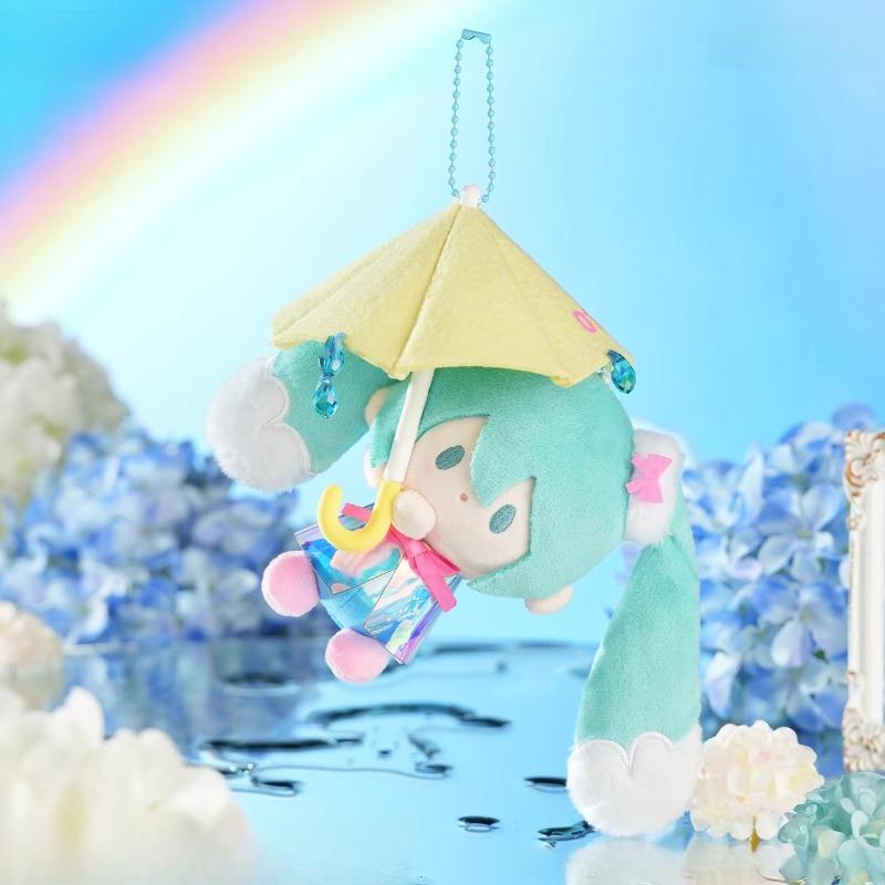 15 Cm Hatsune Miku Anime Plush Keychain Cute And Charming Gentle Doll Adorable Rain Melody Series designed for Backpacks Pendant Gifts