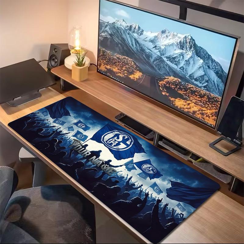 Fc Schalke Custom Name Large Size Mouse Pad Large Gaming Table Cushion Non-slip Laptop Tablet Big Mousepad XXL Mat Mini PC Playmat With Lock Edge