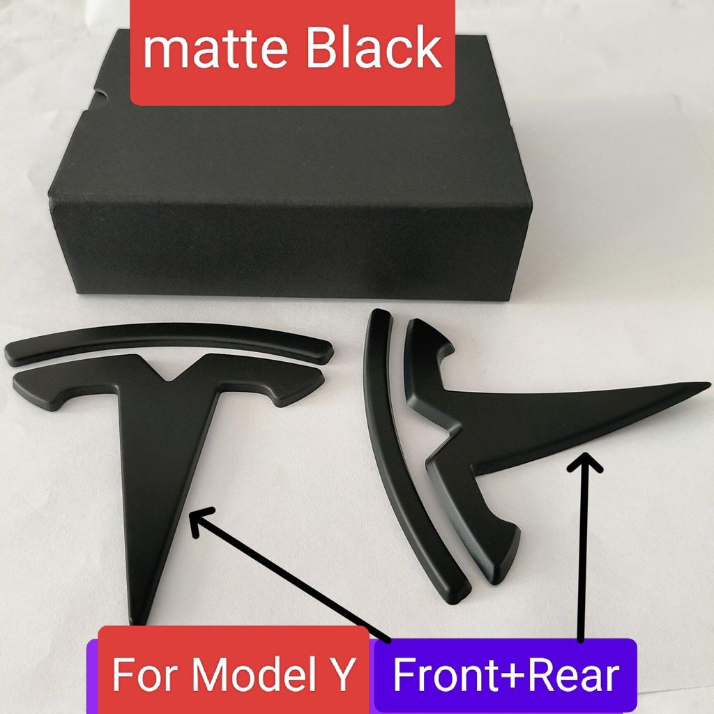 ABS 1PCS 2PCS 3PCS Car Front For Tesla ModeY Model3 Hood Cover Emblem h Sticker Styling Body Rear Trunk Badge Decal Accessories