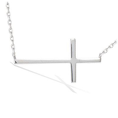 [N6864] - Silver 'Cross' Necklace (rhodium-plated) - 22x17 Mm