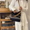 New fashion niche contrasting color striped bucket bag single shoulder oblique span trendy women's bag