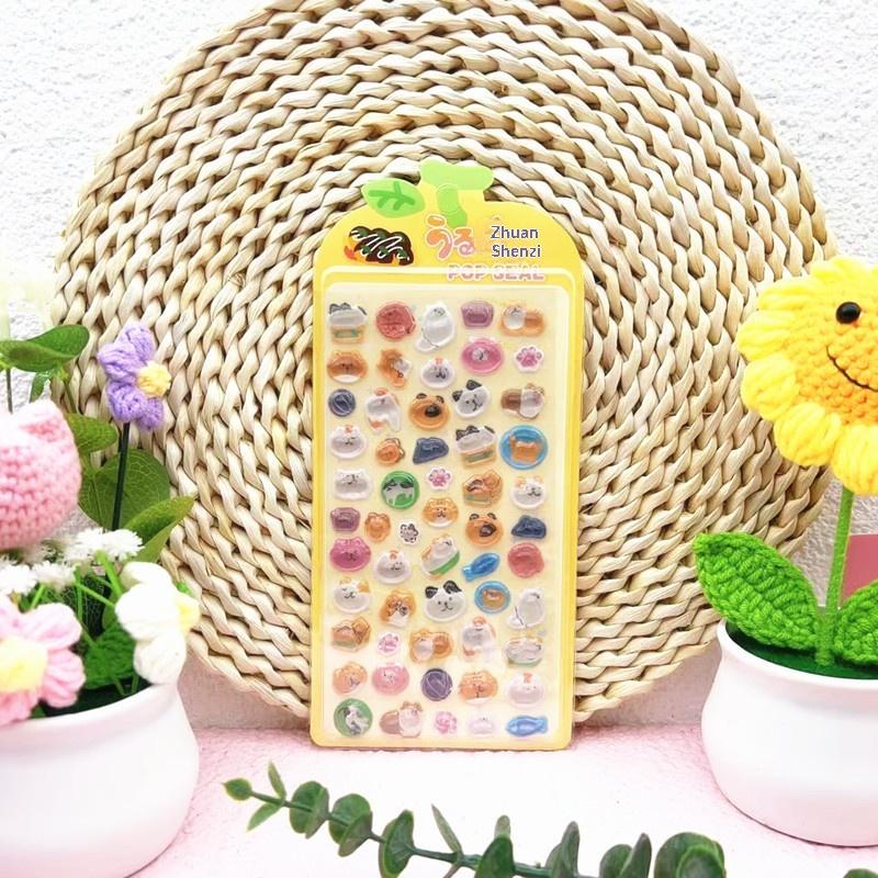 

New 3D Relief Stickers Cartoon Animals Food Creative Cute Aesthetic Stickers DIY Phone Case Journal Fun Fashion Decoration Stick