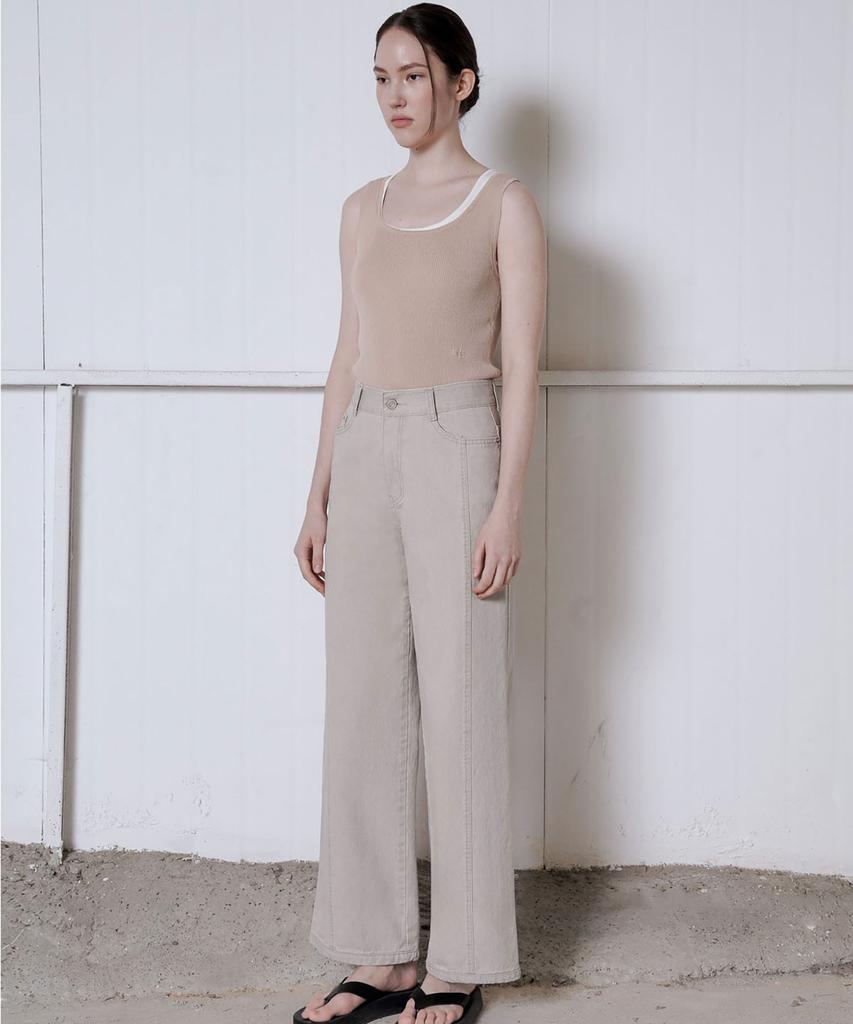 Ssikeoseun Washed Wide Denim Pants_Beige