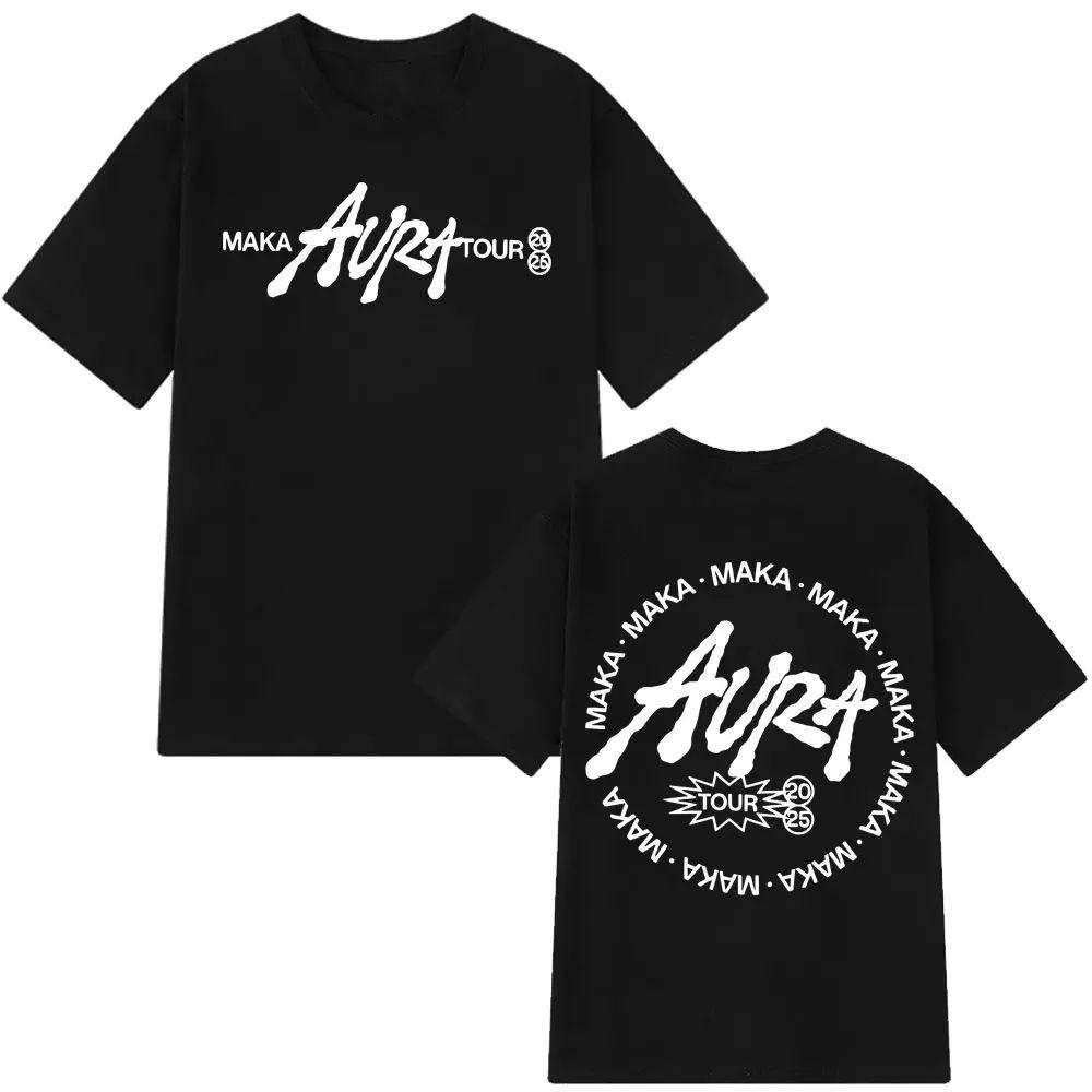 Fashion Vintage T-shirts Casual Hip-hop Loose T Shirts 2025 Gothic Punk T Shirts Rapper Maka Aura Tour Cotton Print Clothing