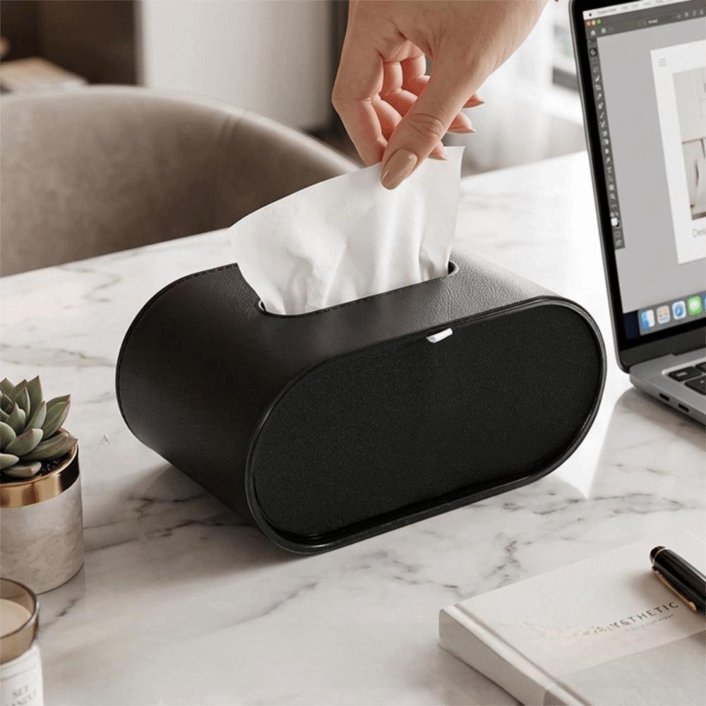 Leather Paper Towel Box Light Luxury Napkin Storage Case Paper Towel Dispenser Office