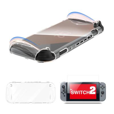 BCWXION Weiche TPU Klare Andockbare Hülle und Displayschutz aus gehärtetem Glas für Nintendo Switch 2025 Staubdicht, Sturzsicher, Fingerabdruckfest,
