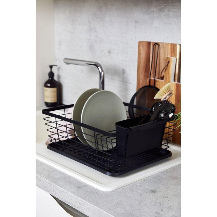 Égouttoir vaisselle - wenko - drip - noir - métal peint - bac d'égouttage amovible