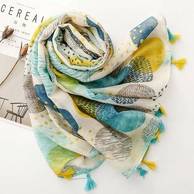 Dot Designer Luxury Women Scarf Shawl Cotton Linen Feeling Tassel Pashmina Muslim Hijab Wrap Lady Viscose Scarf