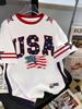 2026 Summer Children's Number Digital Print Pattern Sports American Style Top Round Neck Short Sleeve Cute T-Shirt Girls Clothes