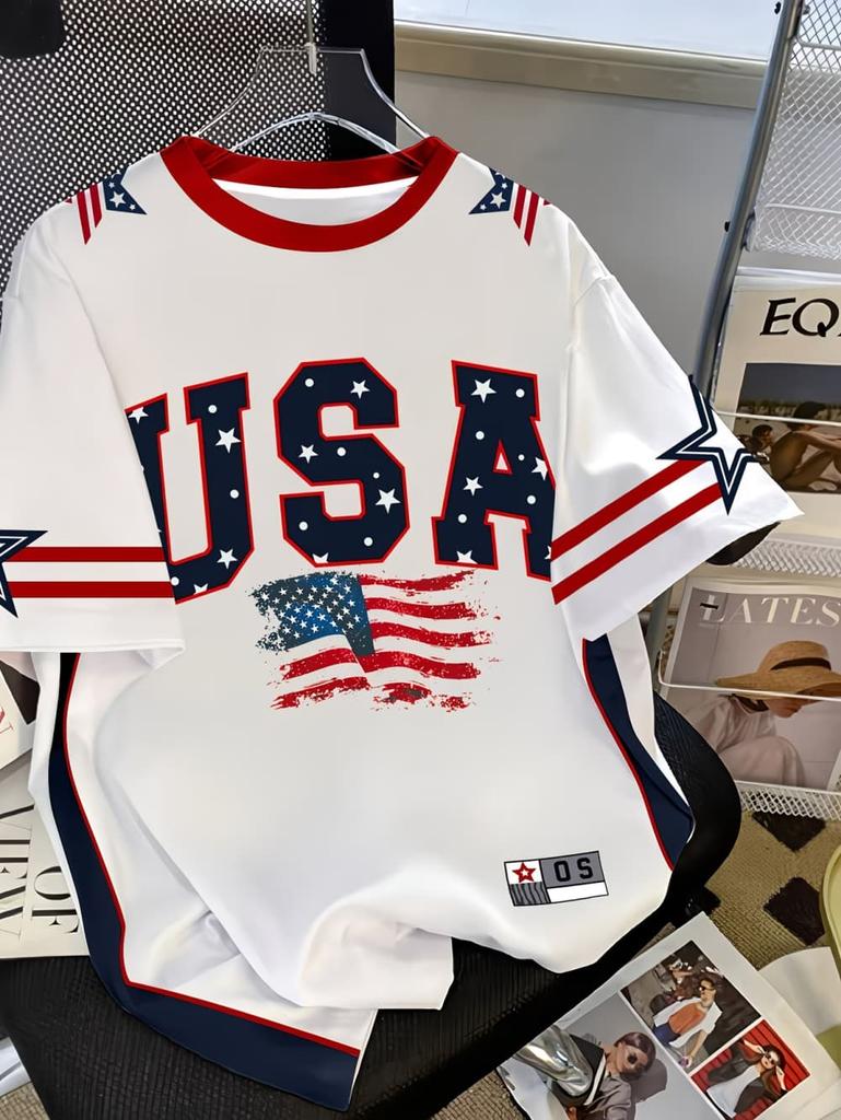 2026 Summer Children's Number Digital Print Pattern Sports American Style Top Round Neck Short Sleeve Cute T-Shirt Girls Clothes