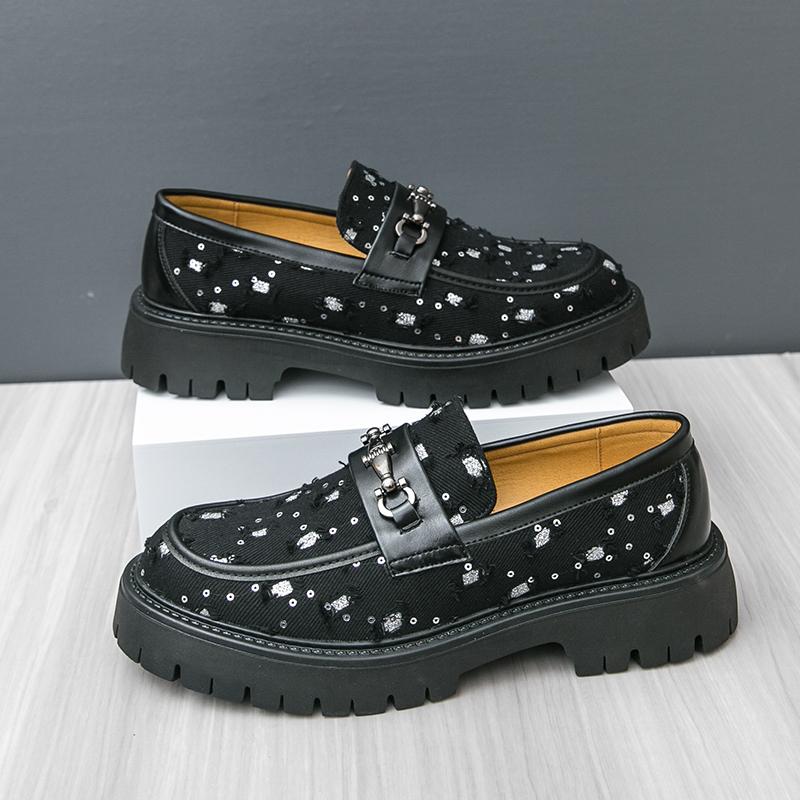 

Brand Business Leather Loafers Shoes for Men Round Toe Classic Original Thick Soled Footwear Non-slip Man Casual Shoes 46