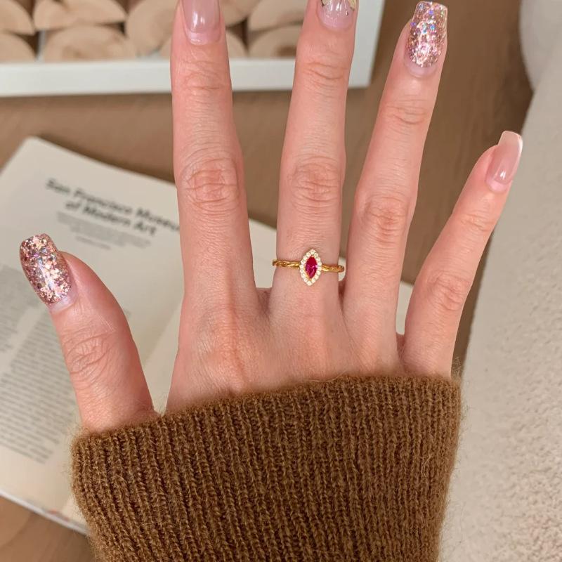 

Zirconia Ruby Unique Open Ring For Women Trendy Minimalist Fashionable Piece Jewelry J5767