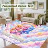 Crystal Velvet Square Rug Custom NameCare Bears Pattern Non Slip Home Floor Decor Rug