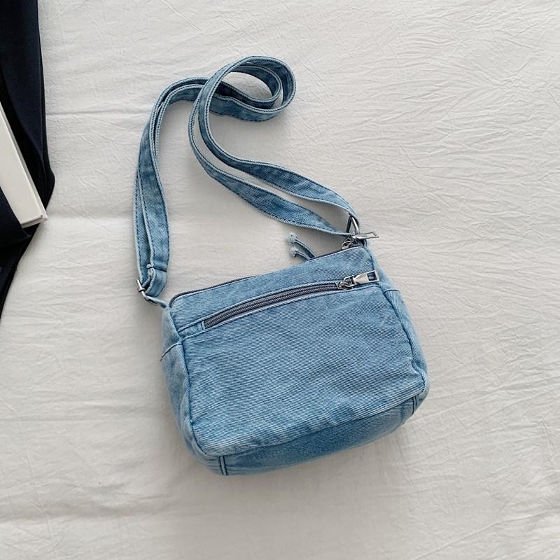 Cartoon Embroidered Denim Bag Women's Shoulder Crossbody Bag