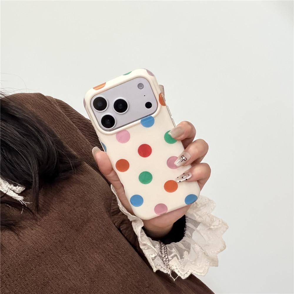 Creative Colorful Heart Polka Dot Case, Compatible with Apple iPhone 17 Pro Max, 15, 14, and 13 for Women